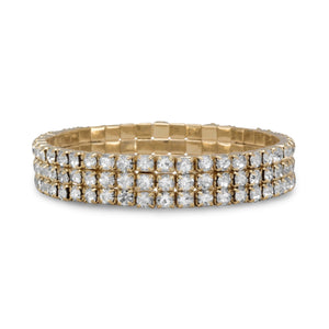 Gold Tone Crystal Fashion Stretch Bracelet