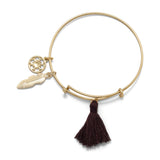 Gold Tone Expandable Brown Charm Fashion Bangle Bracelet