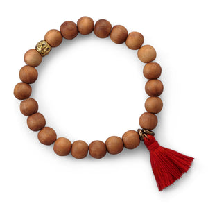Wood Bead with Red Tassel Fashion Bracelet