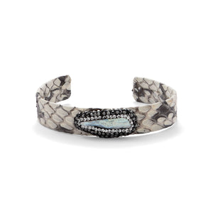 Snakeskin and Cultured Freshwater Baroque Pearl Cuff Bracelet