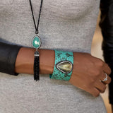 Turquoise Snakeskin and Labradorite Cuff Bracelet