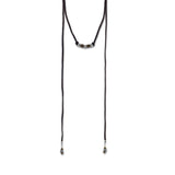 Two Tone Beaded and Suede Lariat Necklace