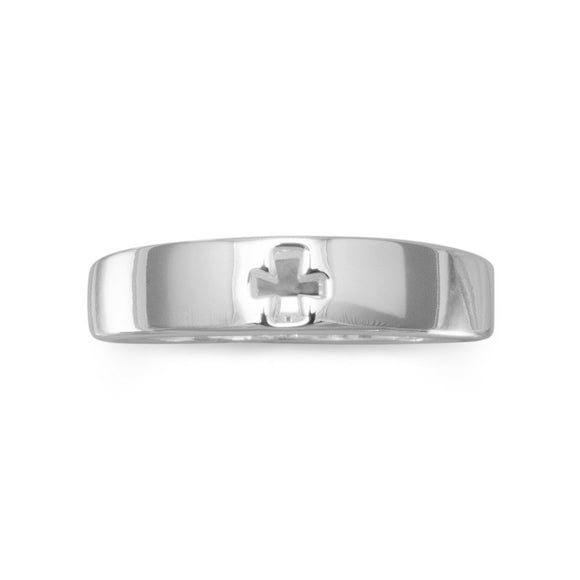 Silver Plated Brass Cut Out Cross Fashion Ring