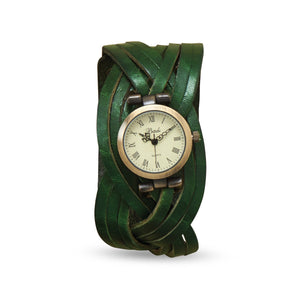 Green Braided Leather Fashion Watch