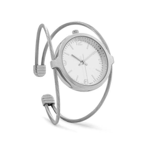 Silver Tone Cable Cuff Watch
